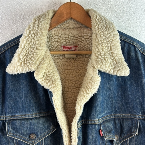 Vintage Levi’s 70’s denim Sherpa lined barn jacket chore jacket 46 XL - Picture 2 of 9